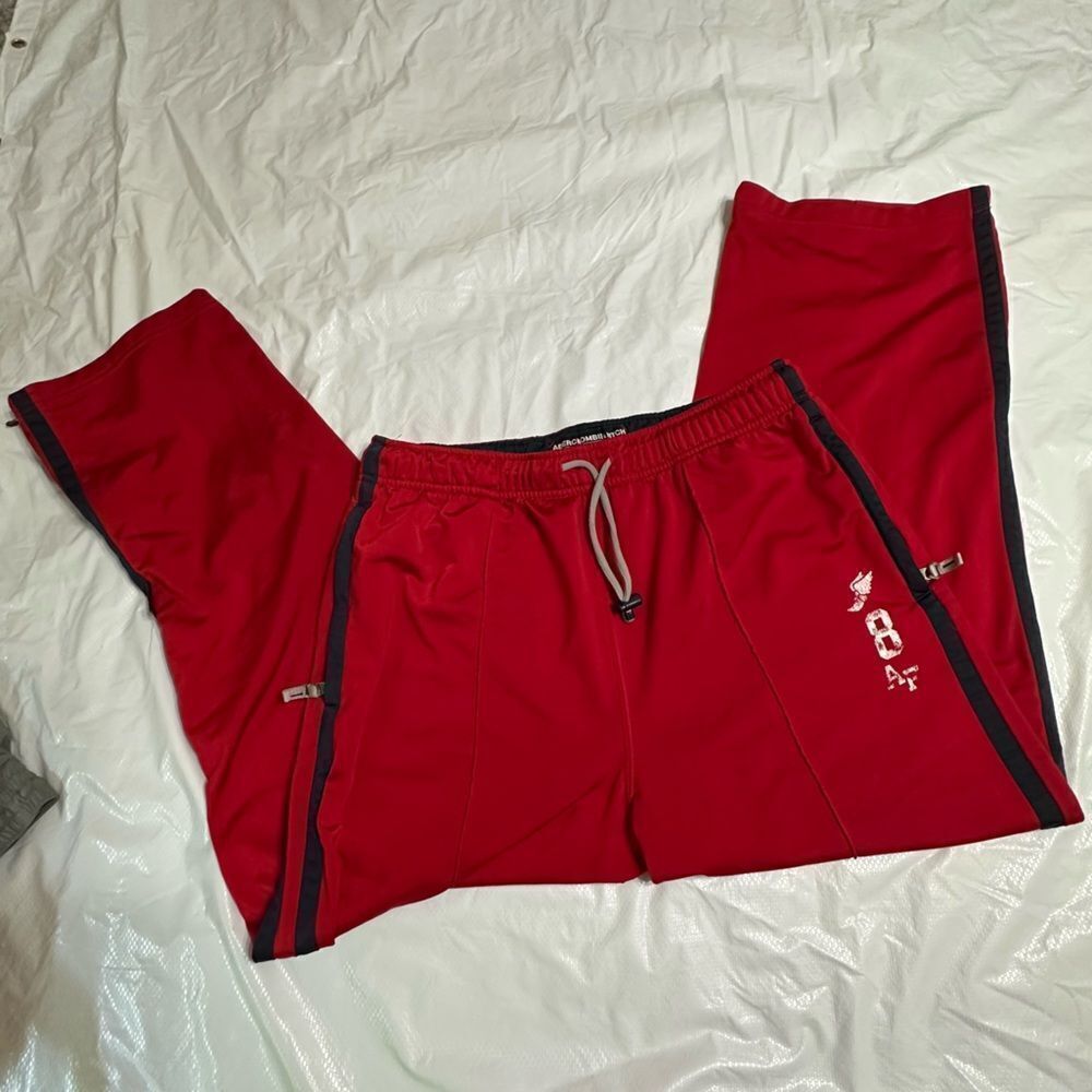 Vintage Y2K Abercrombie & Fitch Red Joggers with Drawstring Waist Size Large